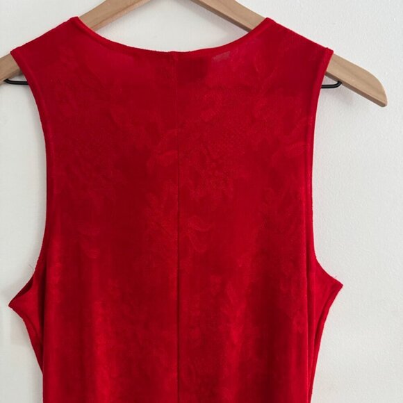 NWT Y2K Vintage Marian and Maral Floral Fiery Red Sleeveless long Dress Large - Picture 11 of 12